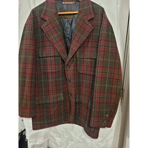 LES COPAINS ITALY 100% Lama Wool Pea  Coat Oversized ~sz 50 Plaid Vintage,  Rear